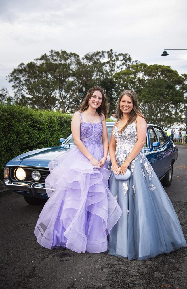 Graduates Olivia Hooper (left) and Hope McLennan at Toowoomba Christian College formal at Picnic Point, Friday, November 29, 2024. Picture: Kevin Farmer