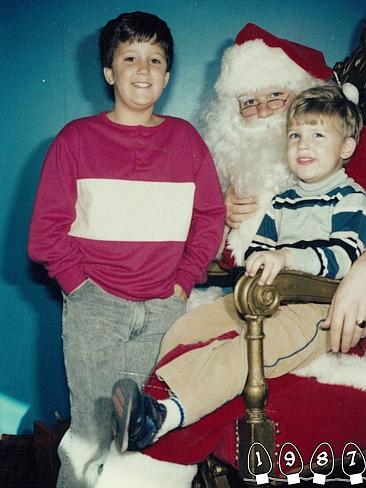 1987 ... Martin and Mike change their pose with Santa as they grew older. Picture: Martin Gray 