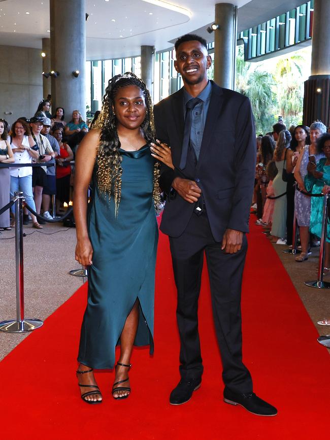 Ruth Morris and Kenai Nai arrive at the Trinity Bay High School formal evening, held at the Cairns Convention Centre. Picture: Brendan Radke