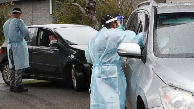 Drive through COVID-19 testing at Kilmore hospital. Picture: David Crosling