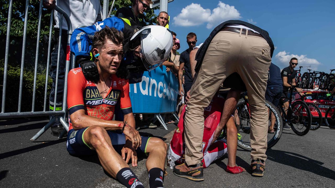 Australia's Heinrich Haussler was one of the second stage’s many victims. Picture: AFP