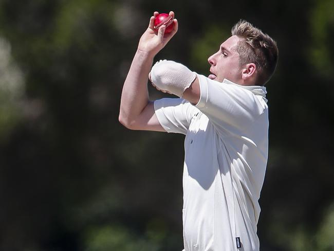 Dandenong District CA: Mordialloc v Hallam Kalora Park semi-final. Hallam bowler Jordan Hammond. Picture: Valeriu Campan