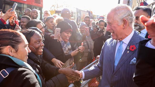 Prince Charles, Prince of Wales shakes hands with wellwishers after he departs meeting The Prince's Trust Young Entrepreneurs at Brixton's NatWest Bank branch. Picture: Getty Images