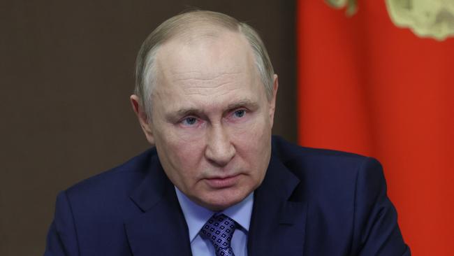 Russian President Vladimir Putin chairs a Security Council meeting via a video link in Sochi on November 2, 2022. Picture: Mikhail Metzel / Sputnik / AFP