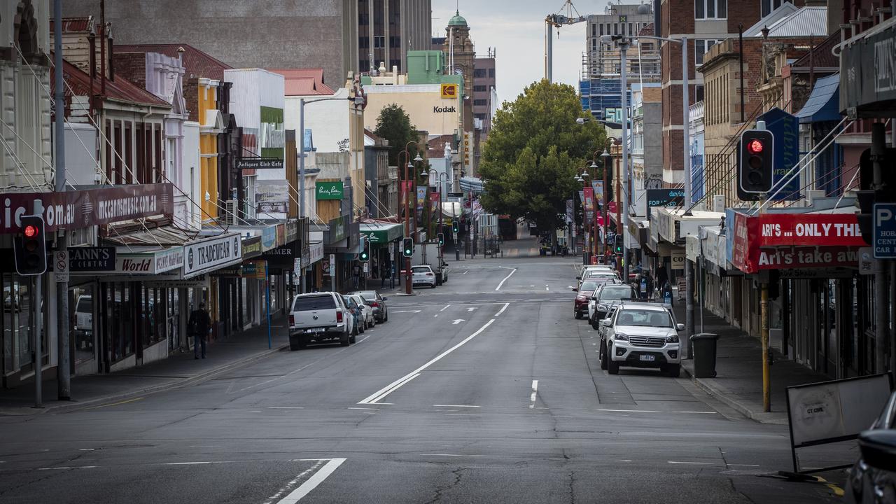 A quiet Elizabeth St in the Hobart CBD during last year’s coronavirus lockdown.