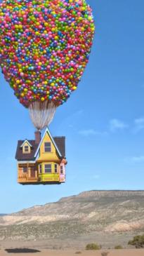 Airbnb offer to stay in the UP house, and yes, it "floats"