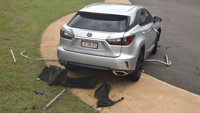 One of the cars involved in the crash ended up at the bottom of a flight of stairs. Picture: Sierra Haigh