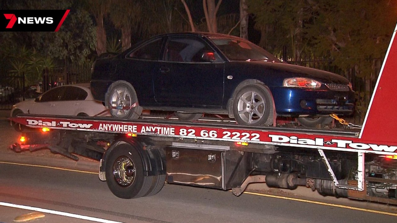 One of three cars taken by police for forensic examination. Picture: 7News.