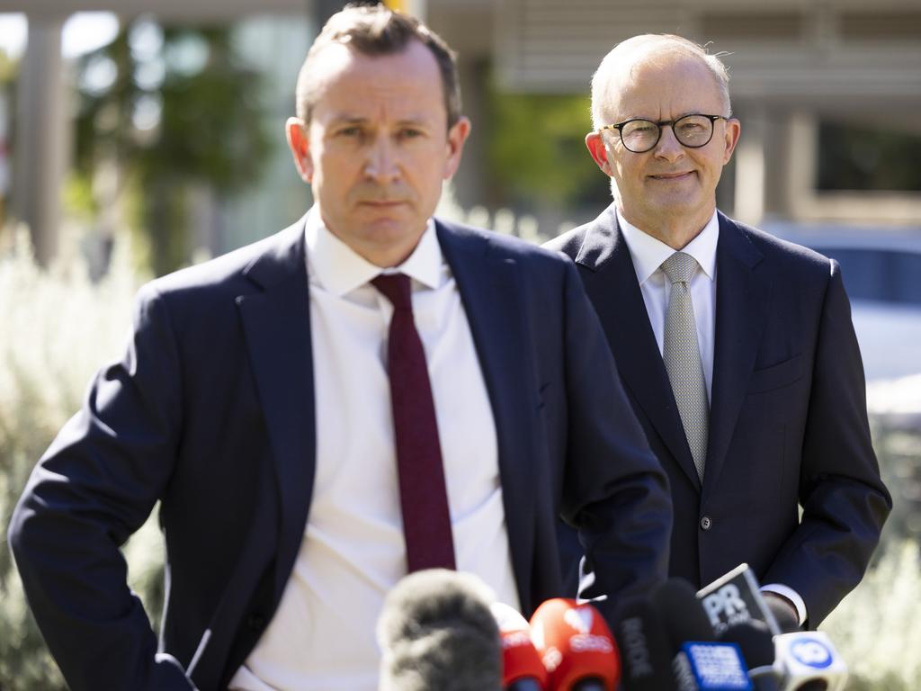 Federal Labor leader Anthony Albanese and WA Premier Mark McGowan have campaigned together during the election. Picture: Matt Jelonek/Getty Images