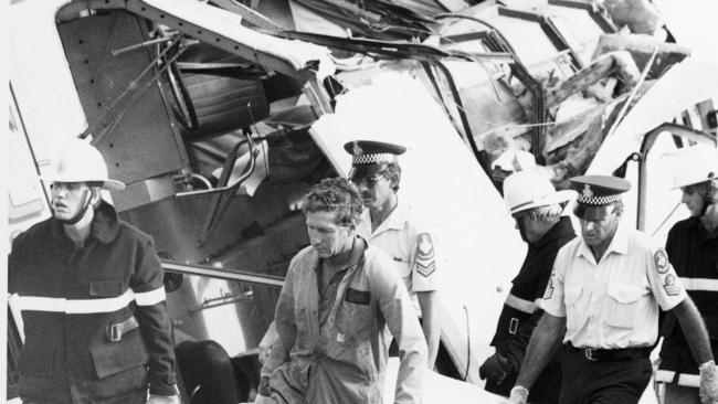 SEPTEMBER 25, 1990: NEWS- :Pic rescanned from the Mount tamborine bus crash 900925 PicGCB/Photo Picture: Photo File