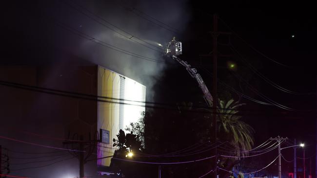 A storage facility in Kirrawee in the Sutherland Shire has burst into flames with dozens of fire and rescue personnel on the scene. Picture: Jonathan Ng