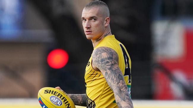 Dustin Martin won’t play on Thursday night against the Hawks. Picture: Michael Dodge/AAP