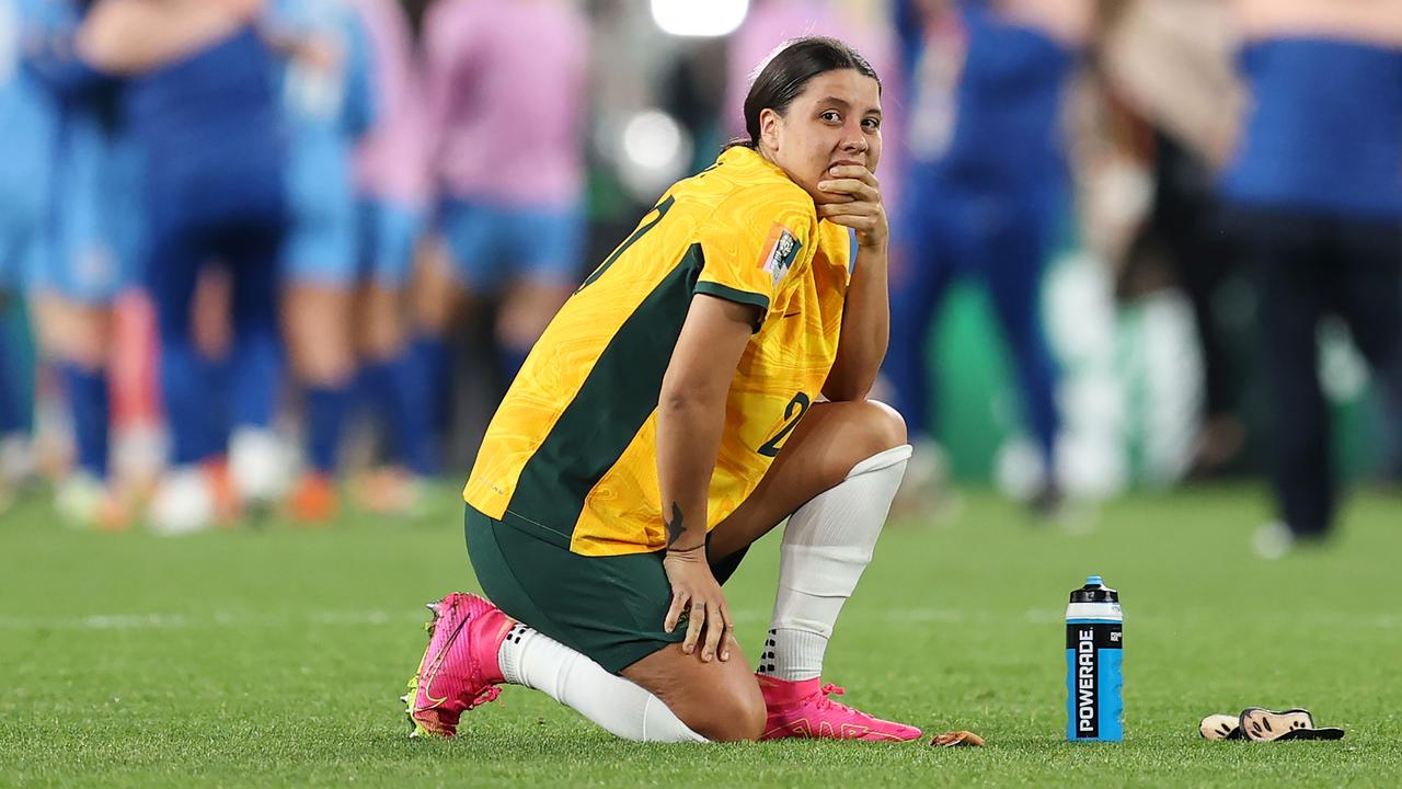 Sam Kerr after the loss. Picture: Brendon Thorne/Getty