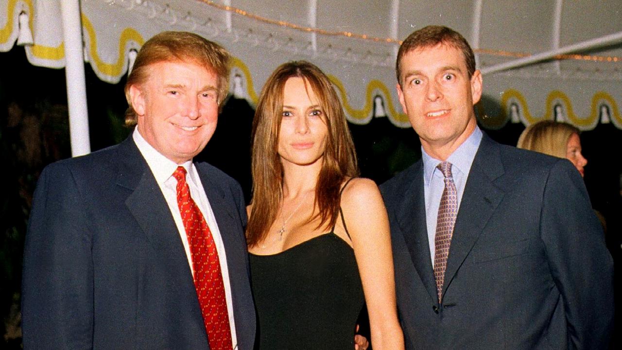 Trump, his girlfriend (and future wife) Melania Knauss and Prince Andrew at the Mar-a-Lago estate, Palm Beach, Florida, on February 12, 2000. Picture: Davidoff Studios/Getty Images