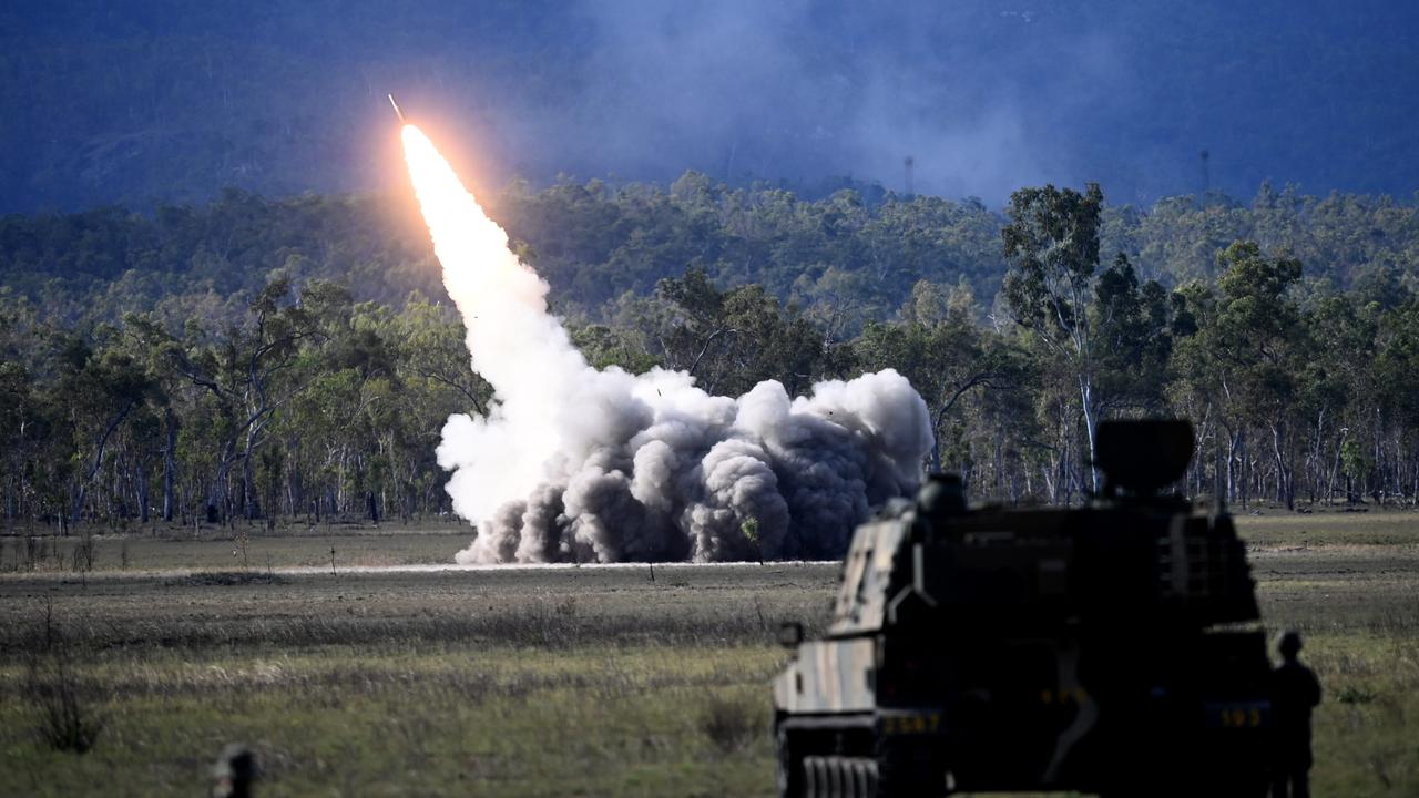 The live fire display is a combined exercise capabilities from Australia, the US, Japan, South Korea, Germany, France and New Zealand. Picture: NCA NewsWire / Jeremy Piper