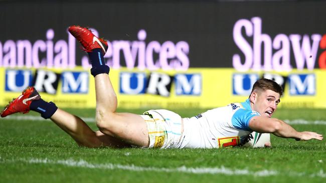 AJ Brimson scores a try against Manly. Picture: Getty Images