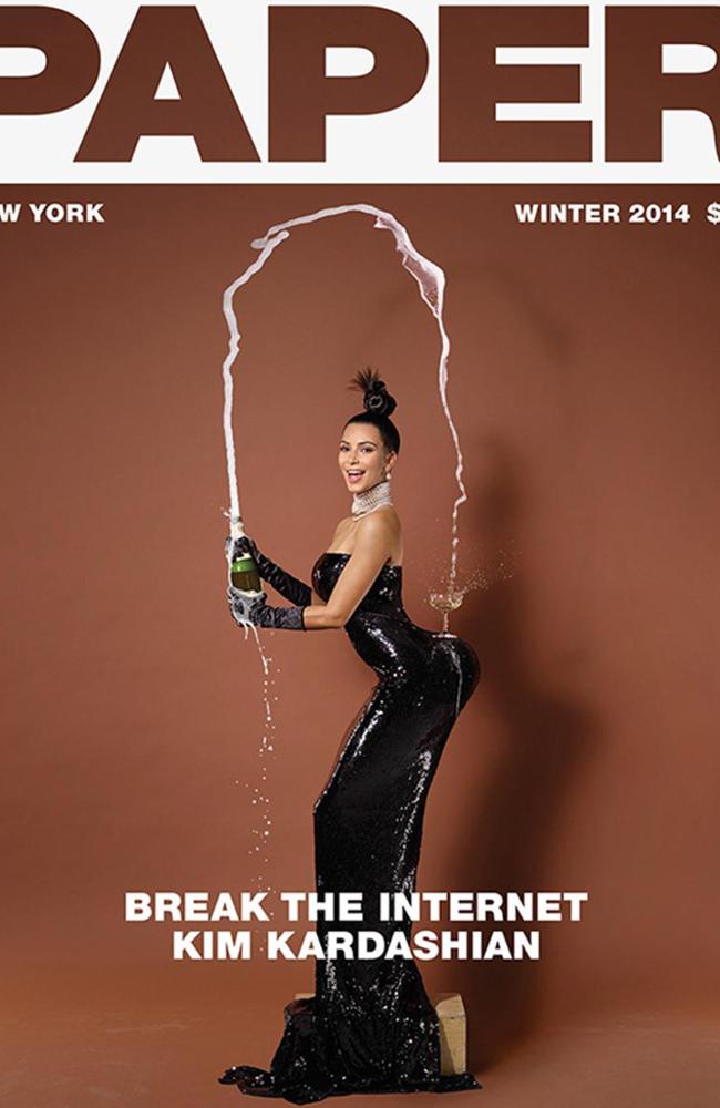 Kim K and her homebrand champers. Picture: Paper Magazine