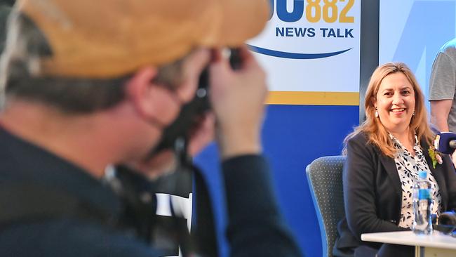 Queensland Premier Annastacia Palaszczuk with her own media crew at the 2022 Ekka. Picture: John Gass