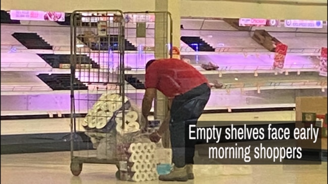 Empty shelves face early morning shoppers