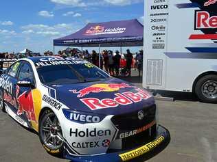 FLY LIKE THE WIND: Craig Lowndes debuted the 2019 Supercar at the Dalby Aerodrome in front of a crowd of about 3000 people. Picture: Meg Gannon