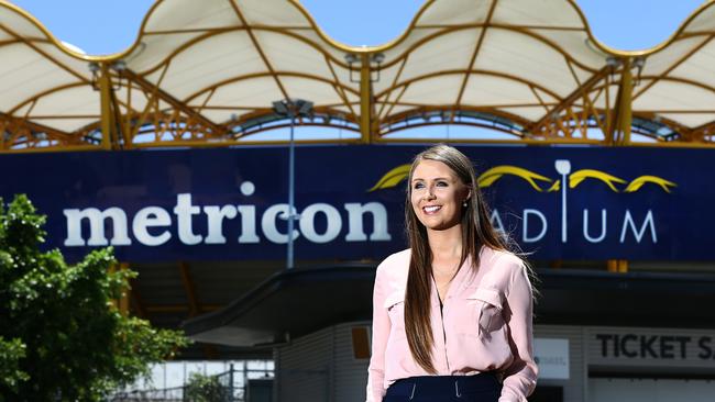 Gaven MP Meaghan Scanlon outside Metricon Stadium. Picture: Glenn Hampson.