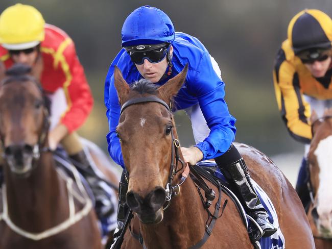 SYDNEY, AUSTRALIA - SEPTEMBER 10: Tommy Berry on In Secret wins race 7 the Furphy Run To The Rose during Sydney Racing at Rosehill Gardens on September 10, 2022 in Sydney, Australia. (Photo by Mark Evans/Getty Images)