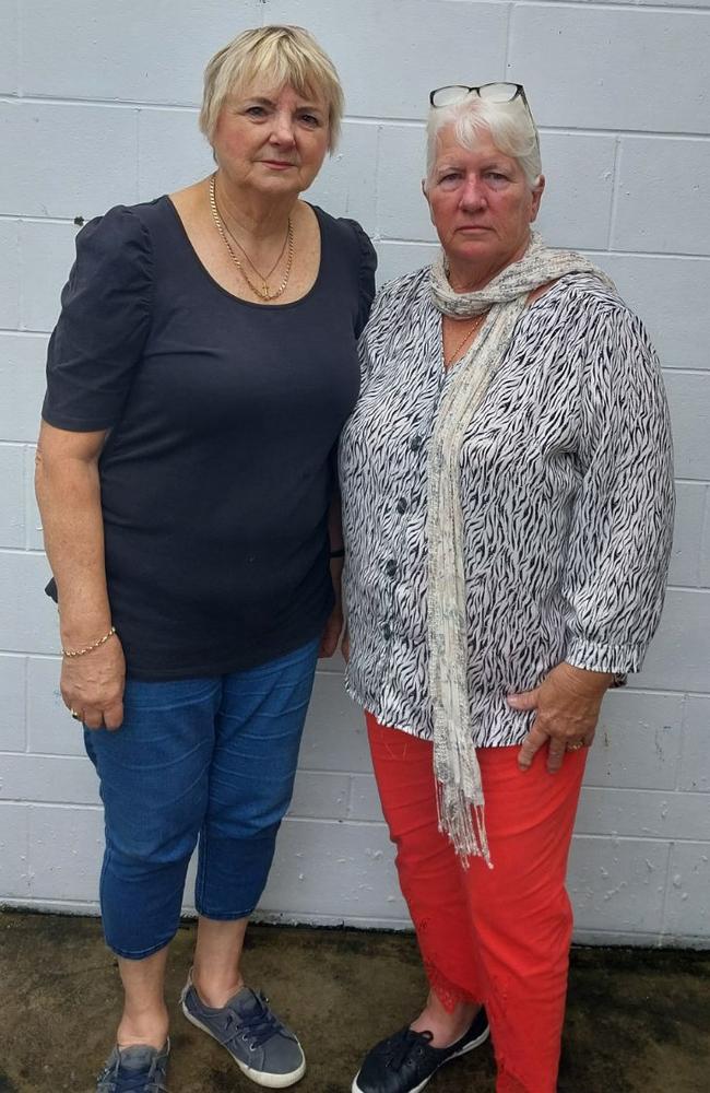 Mackay residents Tine McDonald and Rhonda Marriage want public libraries to introduce age restrictions for books such as Welcome to Sex which they say is inappropriate for teenagers. Picture: Contributed