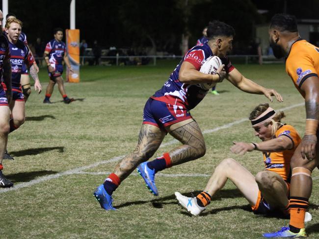 Israel Folau makes his Rugby League Gold Coast debut for Southport Tigers against defending champions Runaway Bay at Owen Park, Southport. Pic Mike Batterham