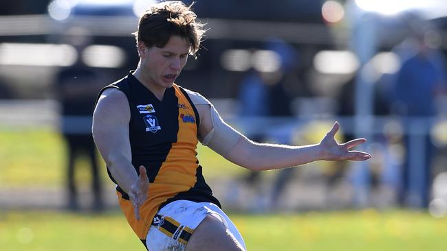 Benjamin Bryant kicked two goals for Lancefield. Picture: Andy Brownbill