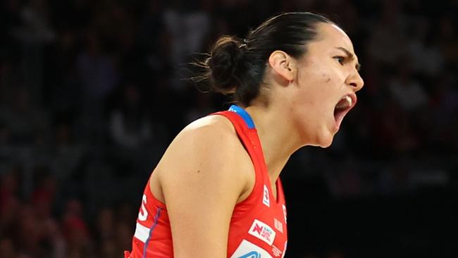 Sophie Fawns launched the Swifts into the Australian Netball Championships final. Picture: Graham Denholm/Getty Images