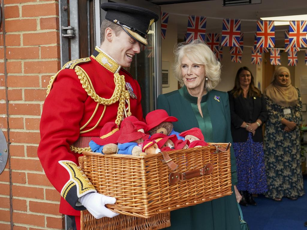 Camilla, Queen Consort attends a special teddy bears picnic at a Barnardo's Nursery in Bow, in London, England. Picture: Getty Images.