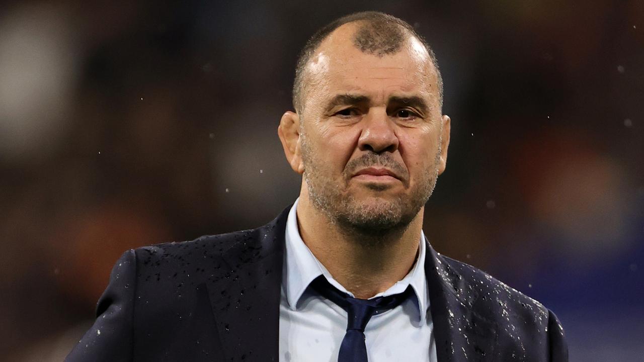 PARIS, FRANCE - OCTOBER 20: Michael Cheika, Head Coach of Argentina, looks on prior to the Rugby World Cup France 2023 semi-final match between Argentina and New Zealand at Stade de France on October 20, 2023 in Paris, France. (Photo by David Rogers/Getty Images)