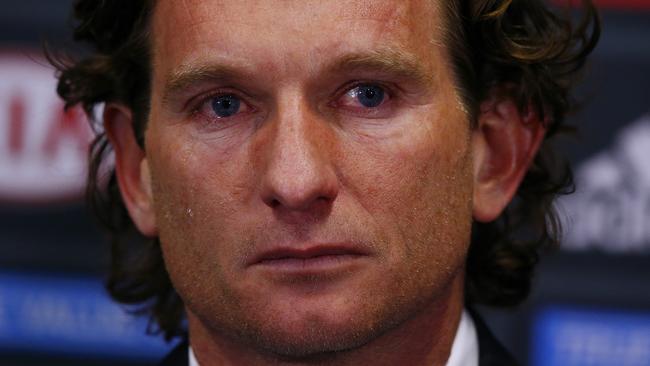 James Hird press conference The tear Picture:Wayne Ludbey