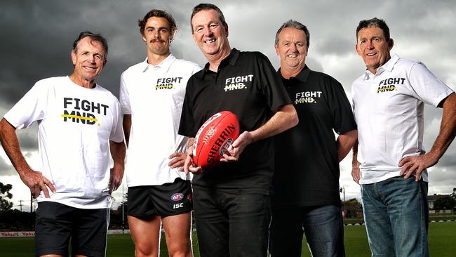 The Daniher clan Terry, Joe, Neale, Anthony and Chris Daniher unite to fight MND. Picture: Hamish Blair