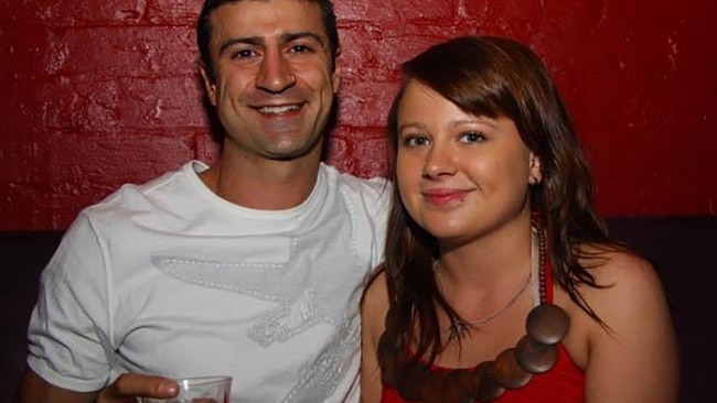 Shandee Blackburn pictured right with her ex-boyfriend John Peros, who was charged with her murder but found not guilty in a Supreme Court trial in 2017. Picture: Supplied for Hedley Thomas' podcast Shandee's Story