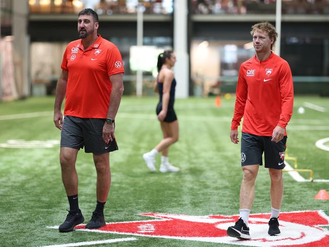 The new captain and coach combination fronted media for the first time since the grand final defeat. Picture: Mark Metcalfe/Getty Images