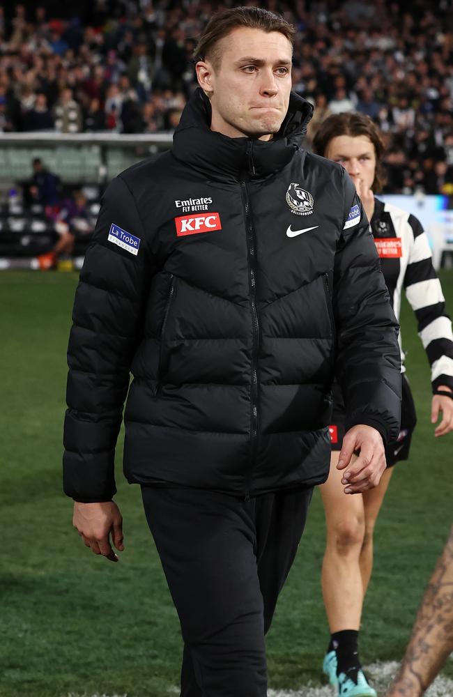 Darcy Moore has hamstring history. Picture: Michael Klein.