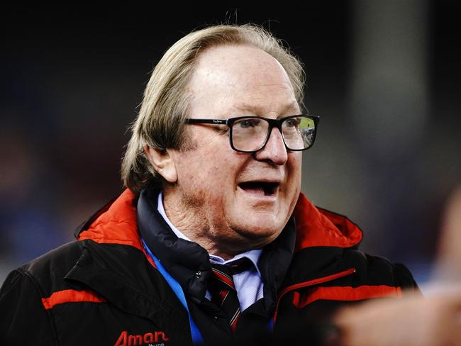 Former Essendon Bombers coach Kevin Sheedy coaches a Legends match before the Round 21 AFL match between the Essendon Bombers and the Western Bulldogs at Marvel Stadium in Melbourne, Saturday, August 10, 2019. (AAP Image/Michael Dodge) NO ARCHIVING, EDITORIAL USE ONLY