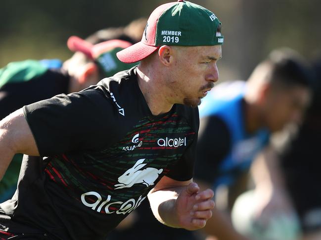 Damien Cook during South Sydney NRL training at Redfern Oval, Sydney. Picture: Brett Costello