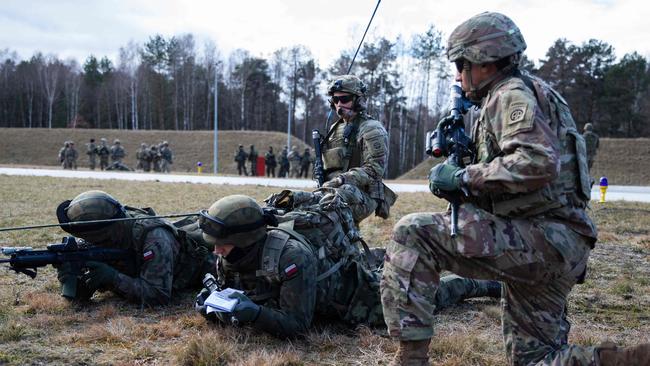 American paratroopers train alongside their Polish allies at Nowa Deba, Poland. Picture: AFP / US Army Photo / Master Sgt. Alexander Burnett