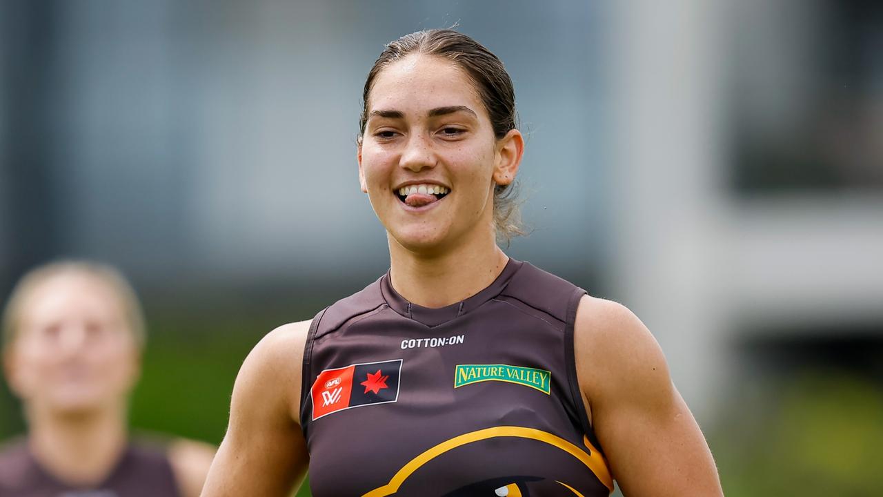 Hawthorn midfielder Mattea Breed is poised to join Collingwood in one of the biggest trades of the AFLW player movement window. Picture: Dylan Burns / Getty Images