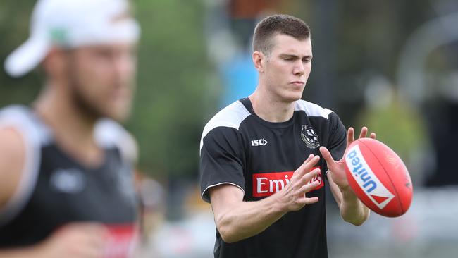 Mason Cox at Collingwood training for men and women's. Wednesday, December 6. 2017. Picture: David Crosling