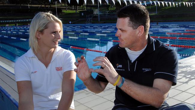 Leisel Jones pictured with her coach Rohan Taylor at Aqua Arena in Doncaster in 2007.