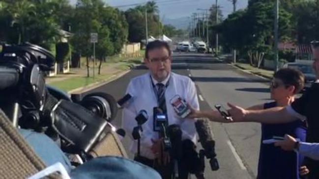 Police speak to the press after Booval shooting