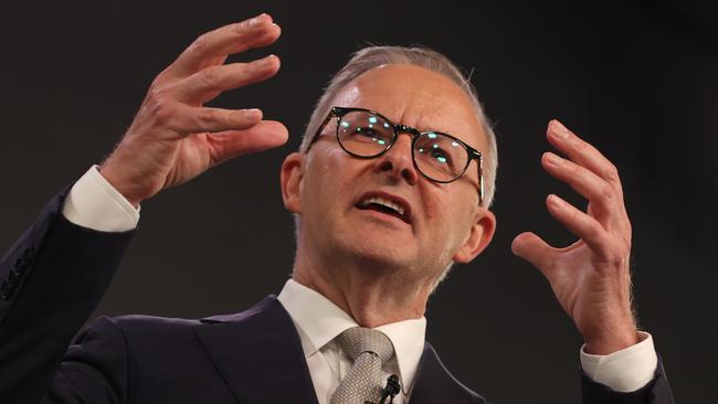 Anthony Albanese in front of 100 undecided voters, the first debate of the federal election. Picture: Jason Edwards