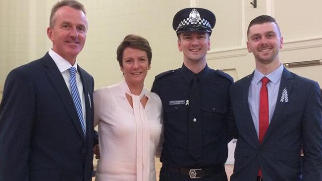 Josh Prestney and his family. L-R Father Andrew, mother Belinda, brother Alex (a first constable)