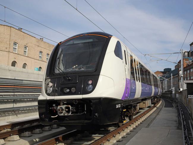 The Elizabeth line test train passes through Custom House station. Picture: Crossrail