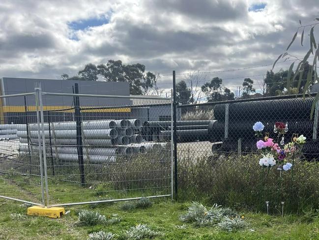 Floral tributes are being left where Jacob Catlin was killed. Picture: Supplied.