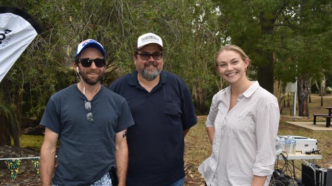 Musical act of the night and band members (left to right) Travis Holland, Stephen Brown and Melody Carroll at the Great Australian Bites Australia Day event 2023. Picture: Chloe Cufflin.