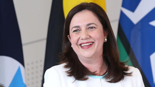 Queensland Premier Annastacia Palaszczuk reacts as she speaks to the media at the Government executive building, Friday, December 8, 2017. Queensland Premier Annastacia Palaszczuk will formally declare victory in the state election after opposition leader Tim Nicholls conceded defeat. (AAP Image/Jono Searle) NO ARCHIVING